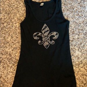 Zebra black fleur de lis tank top